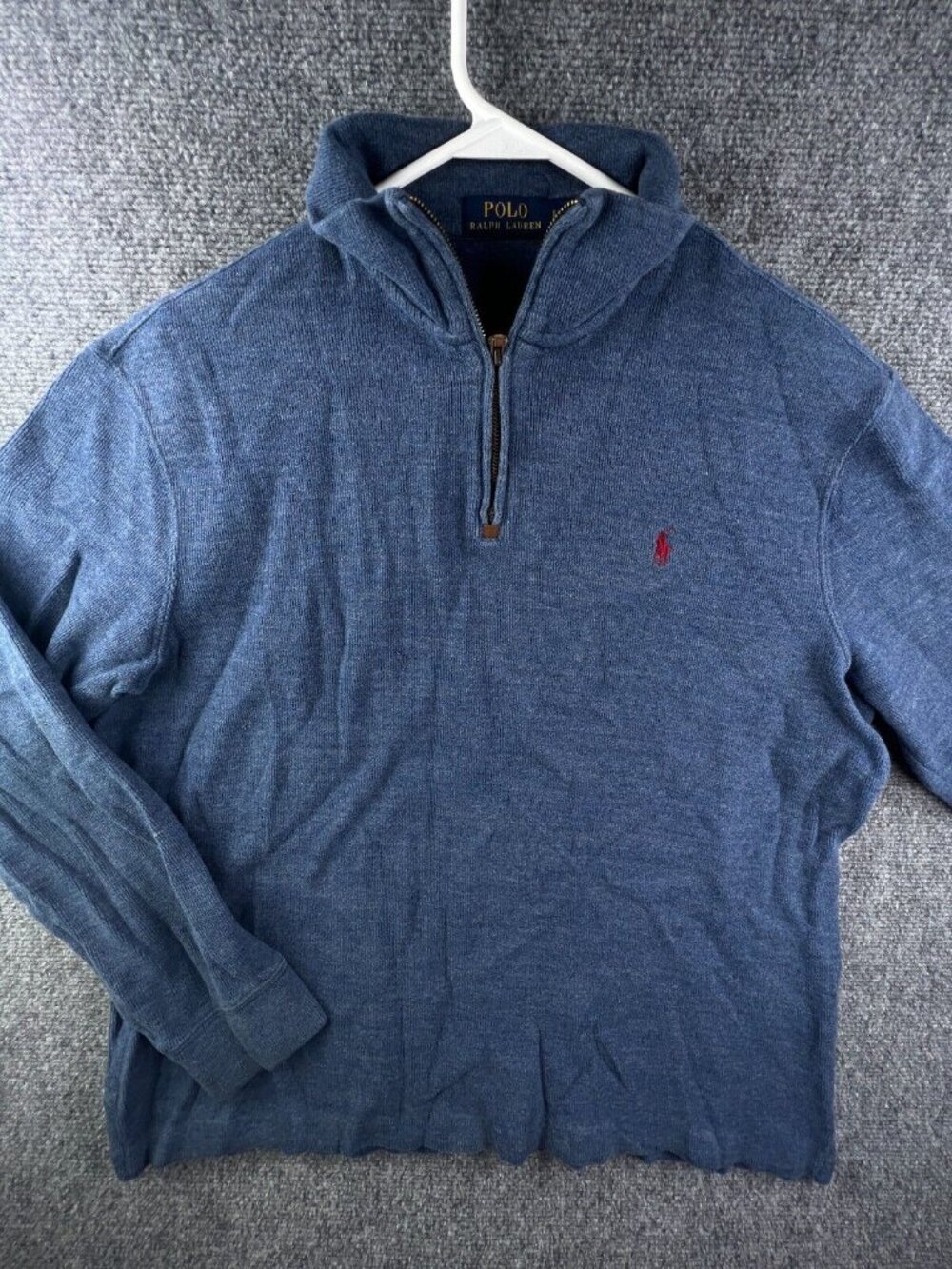 Polo Ralph Lauren Men’s Long Sleeve 1/4 Zip Sweater Blue Large Pullover Cotton